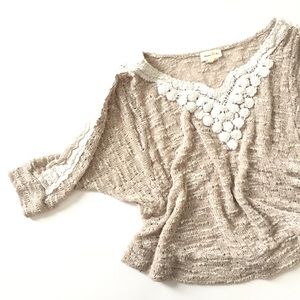 Anthropologie Lace Appliqué Sweater